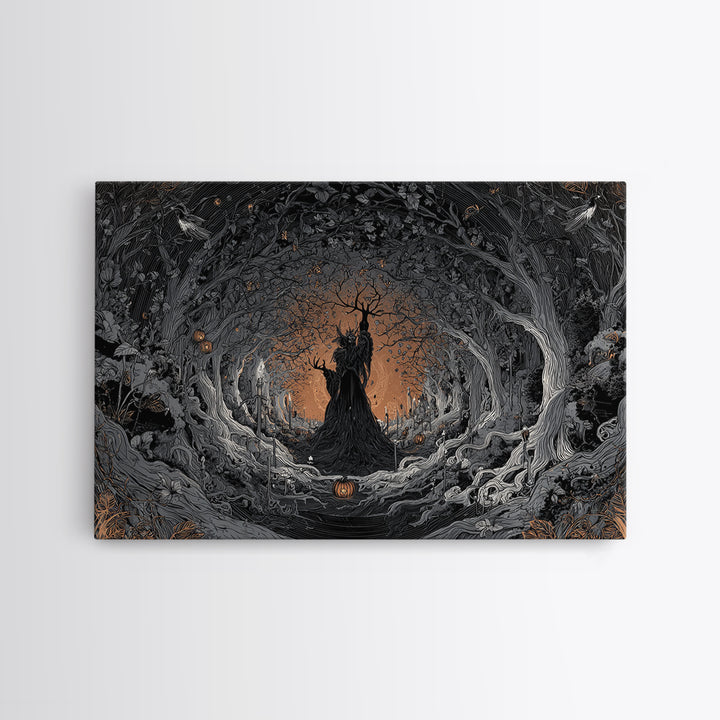 The Orchard Hag, Landscape Wall Art, Gothic Horror Wall Art, Framed Canvas Print, Halloween Wall Decor, Gothic Home Decor, Spooky Wall Decor