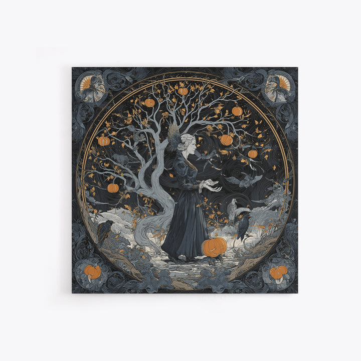 The Orchard Hag, Square Wall Art, Macabre Wall Art, Framed Canvas Print, Halloween Wall Decor, Gothic Home Decor, Statement Wall Art
