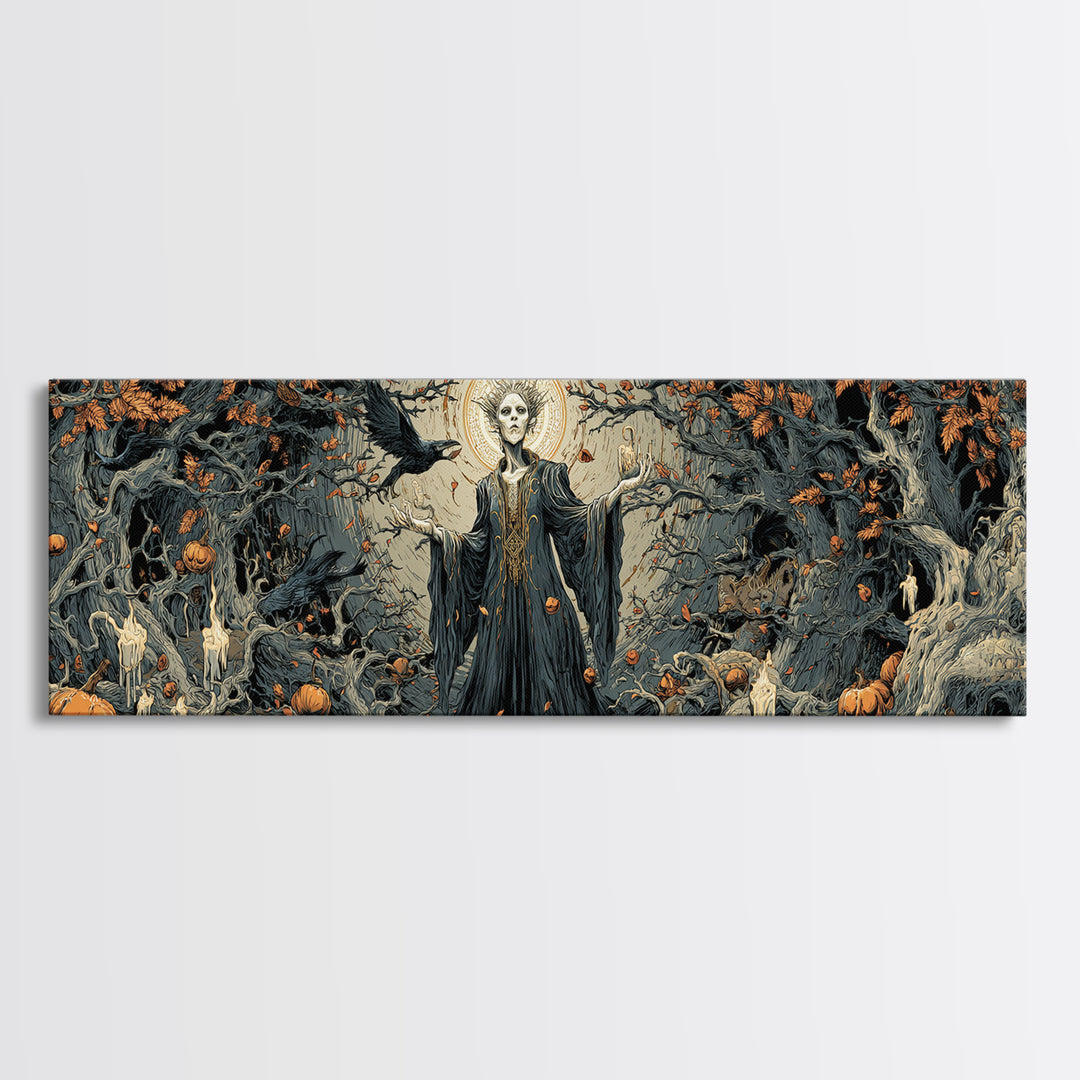 The Orchard Hag, Extra Wide Wall Art, Gothic Horror Wall Art, Framed Canvas Print, Halloween Wall Decor, Gothic Home Decor, Macabre Wall Art