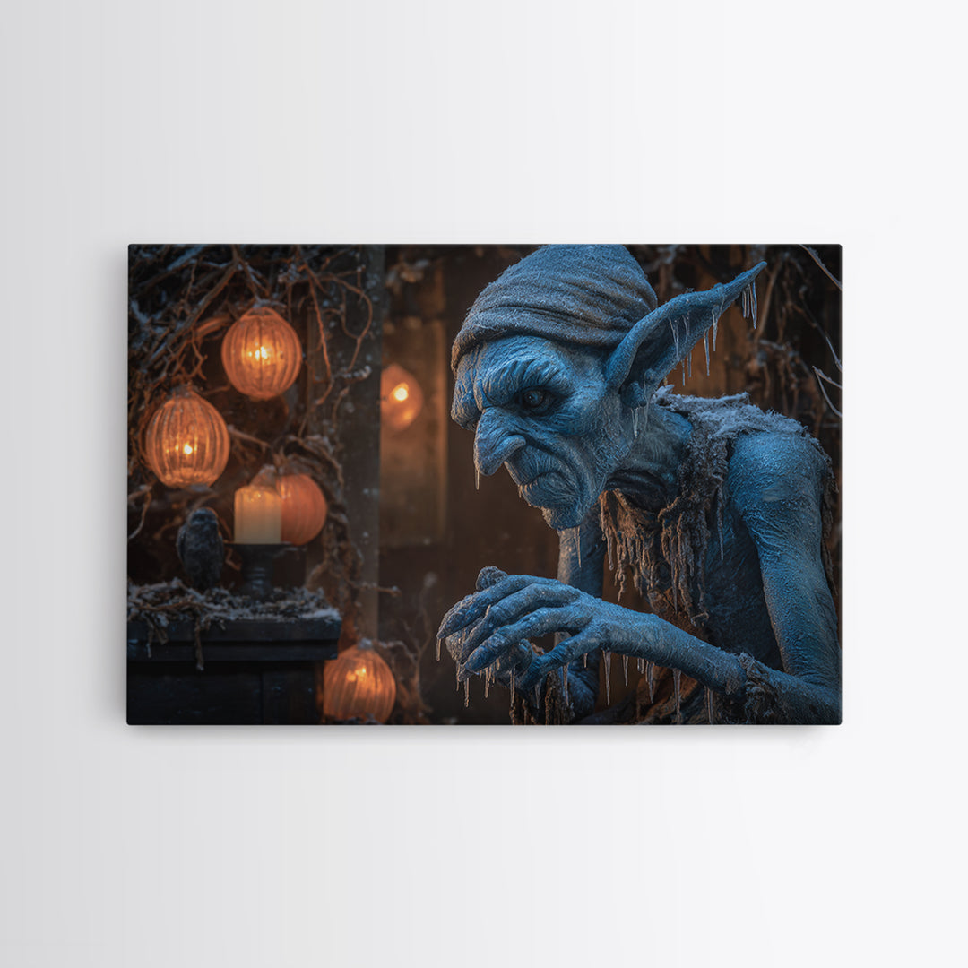 The Frost Goblin, Landscape Wall Art, Dark Fantasy Wall Art, Canvas Print, Halloween Wall Decor, Gothic Home Decor, Spooky Wall Decor