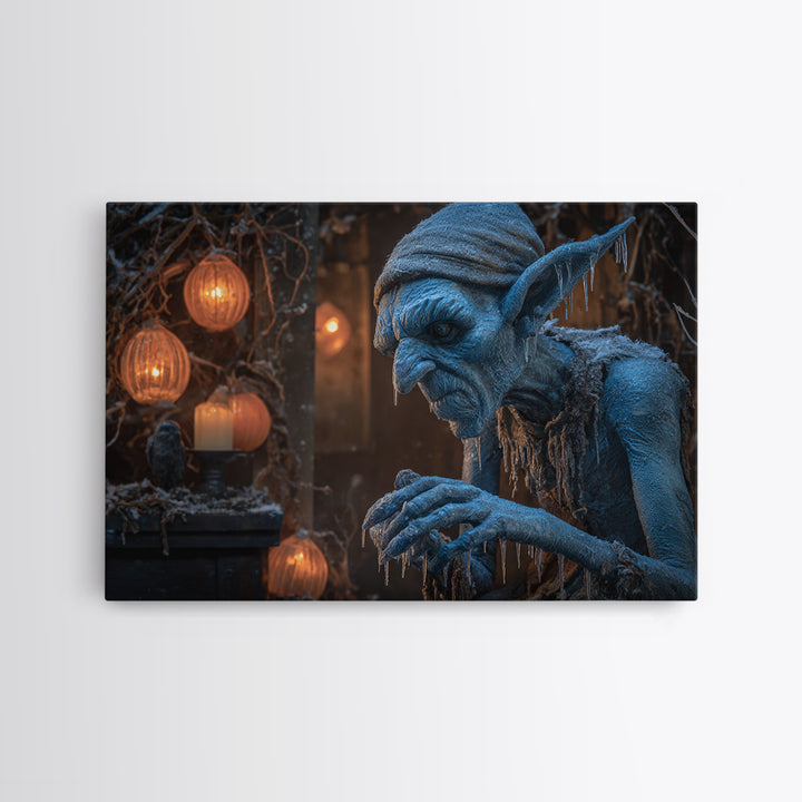 The Frost Goblin, Landscape Wall Art, Dark Fantasy Wall Art, Canvas Print, Halloween Wall Decor, Gothic Home Decor, Spooky Wall Decor