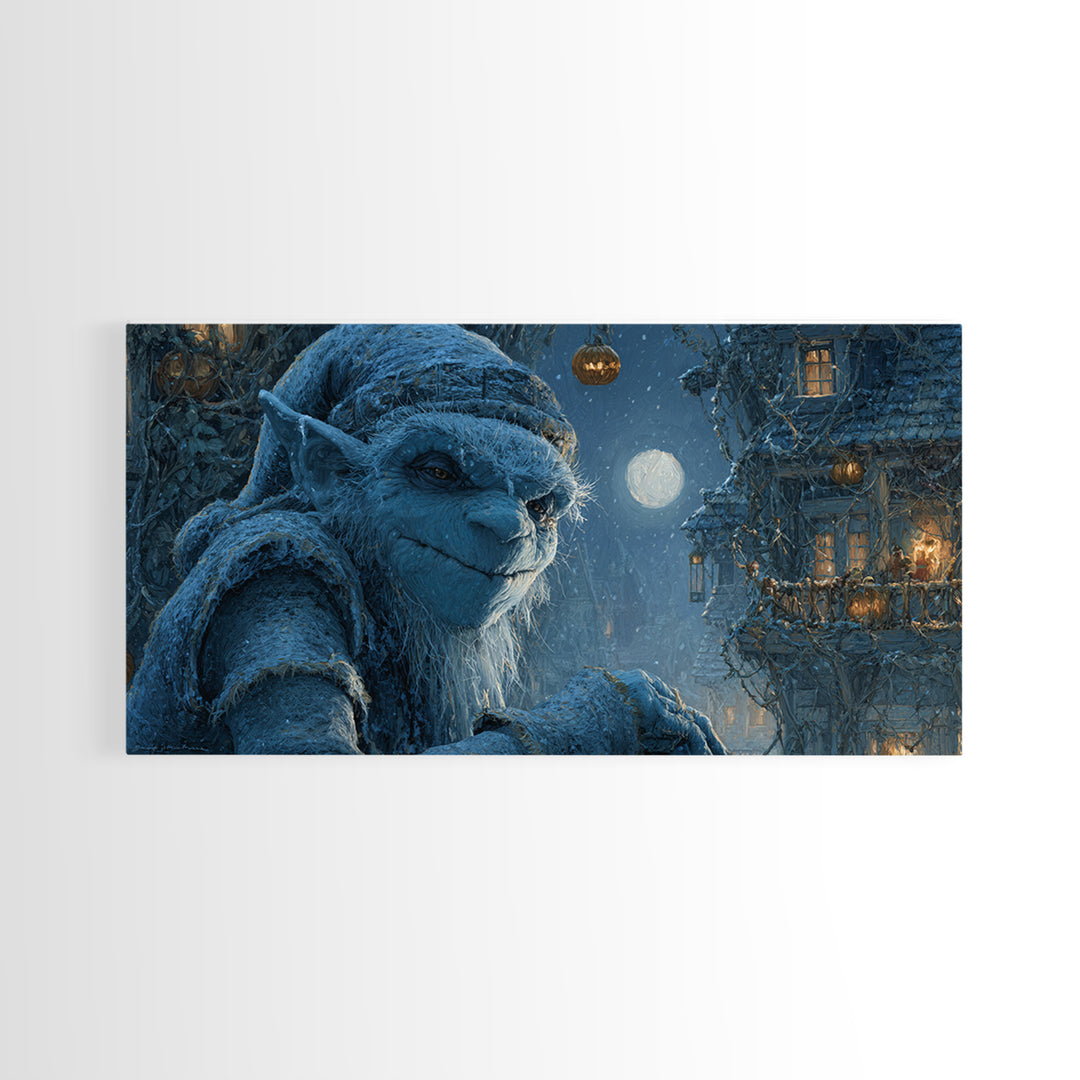 The Frost Goblin, Wide Panoramic Art, Dark Halloween Decor, Canvas Print, Halloween Wall Decor, Gothic Home Decor, Collectible Wall Decor