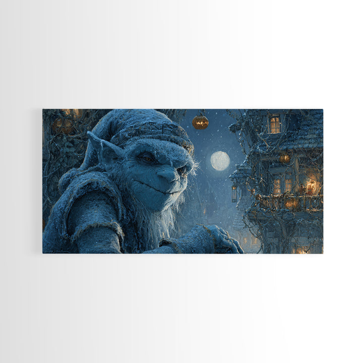 The Frost Goblin, Wide Panoramic Art, Dark Halloween Decor, Canvas Print, Halloween Wall Decor, Gothic Home Decor, Collectible Wall Decor