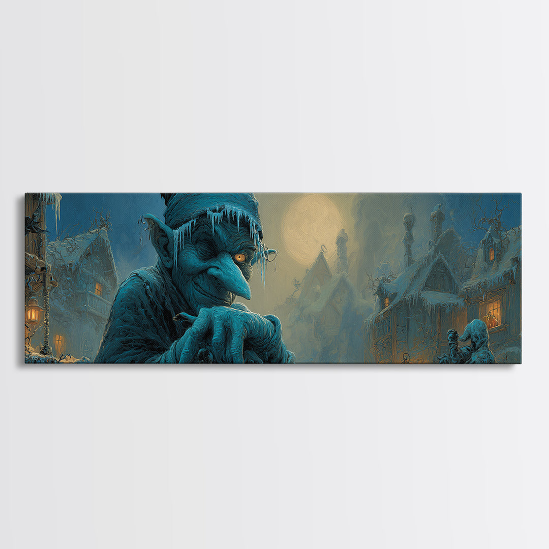 The Frost Goblin, Extra Wide Wall Art, Spooky Home Decor, Canvas Print, Halloween Wall Decor, Gothic Home Decor, Horror Wall Art