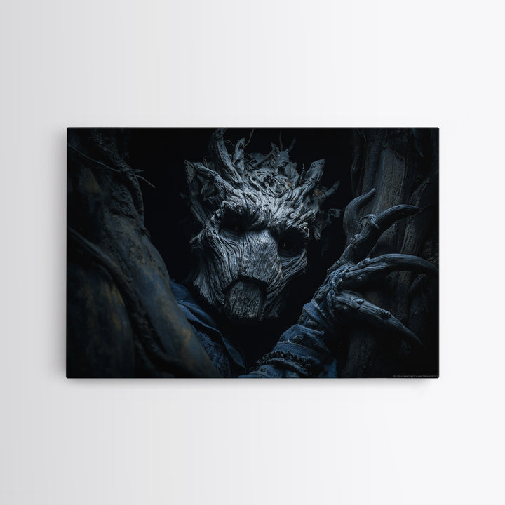 The Hollow-Tree Monster, Landscape Wall Art, Macabre Wall Art, Framed Canvas Print, Halloween Wall Decor, Gothic Home Decor