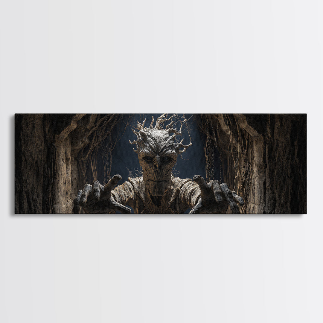 The Hollow-Tree Monster, Extra Wide Wall Art, Haunted Gothic Art, Framed Canvas Print, Halloween Wall Decor, Gothic Home Decor