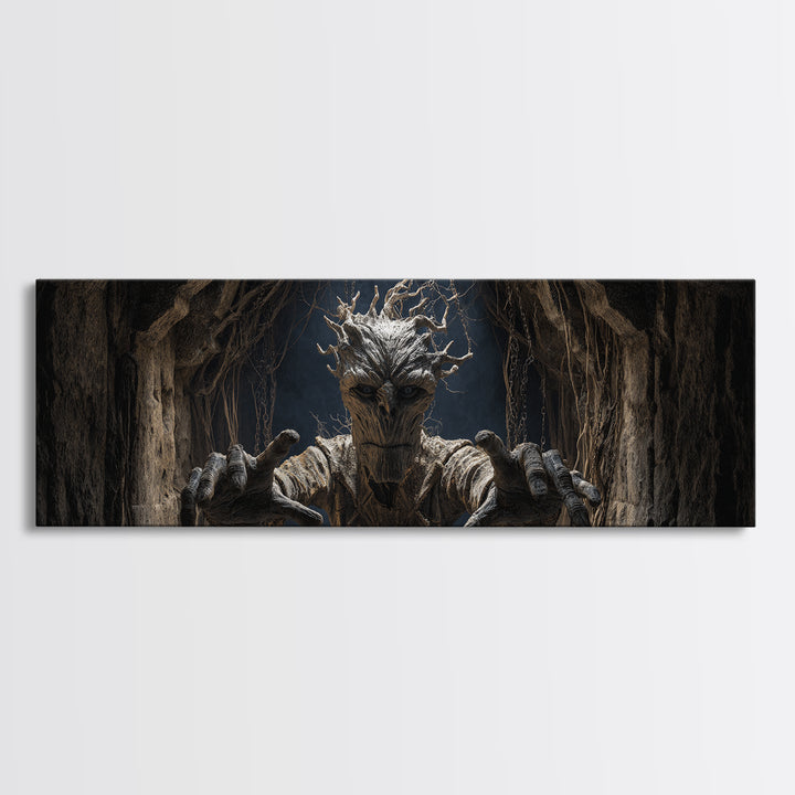 The Hollow-Tree Monster, Extra Wide Wall Art, Haunted Gothic Art, Framed Canvas Print, Halloween Wall Decor, Gothic Home Decor