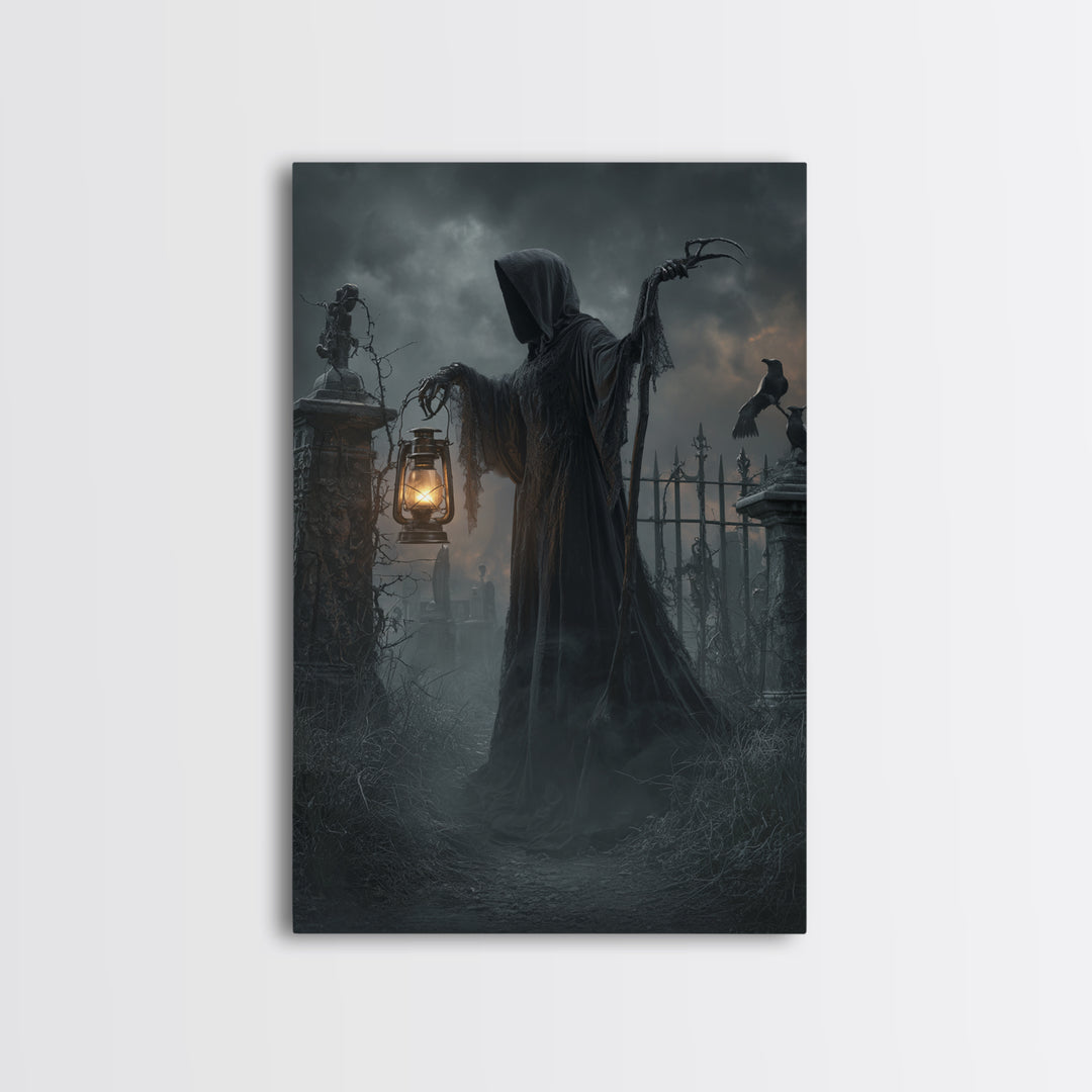 The Crossroads Spirit, Vertical Wall Art, Haunted Gothic Art, Framed Canvas Print, Halloween Wall Decor, Gothic Home Decor