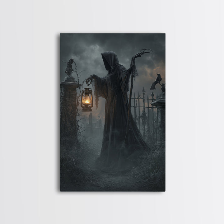 The Crossroads Spirit, Vertical Wall Art, Haunted Gothic Art, Framed Canvas Print, Halloween Wall Decor, Gothic Home Decor