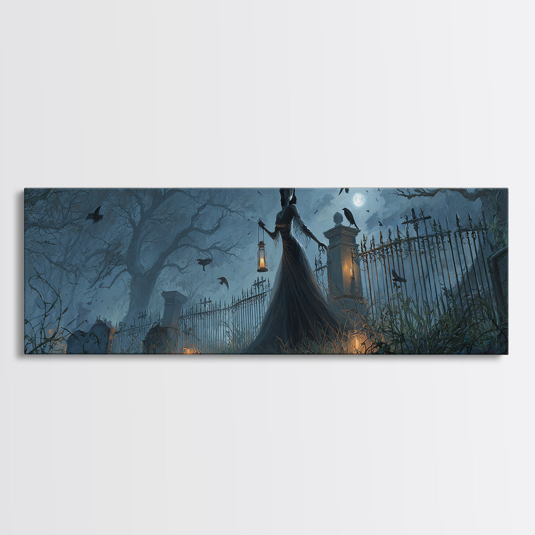 The Crossroads Spirit, Extra Wide Wall Art, Haunted Gothic Art, Framed Canvas Print, Halloween Wall Decor, Gothic Home Decor