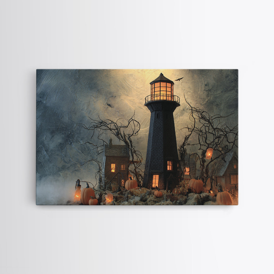 The Cursed Lighthouse, Landscape Wall Art, Dark Fantasy Wall Art, Canvas Print, Halloween Wall Decor, Gothic Home Decor, Horror Wall Art