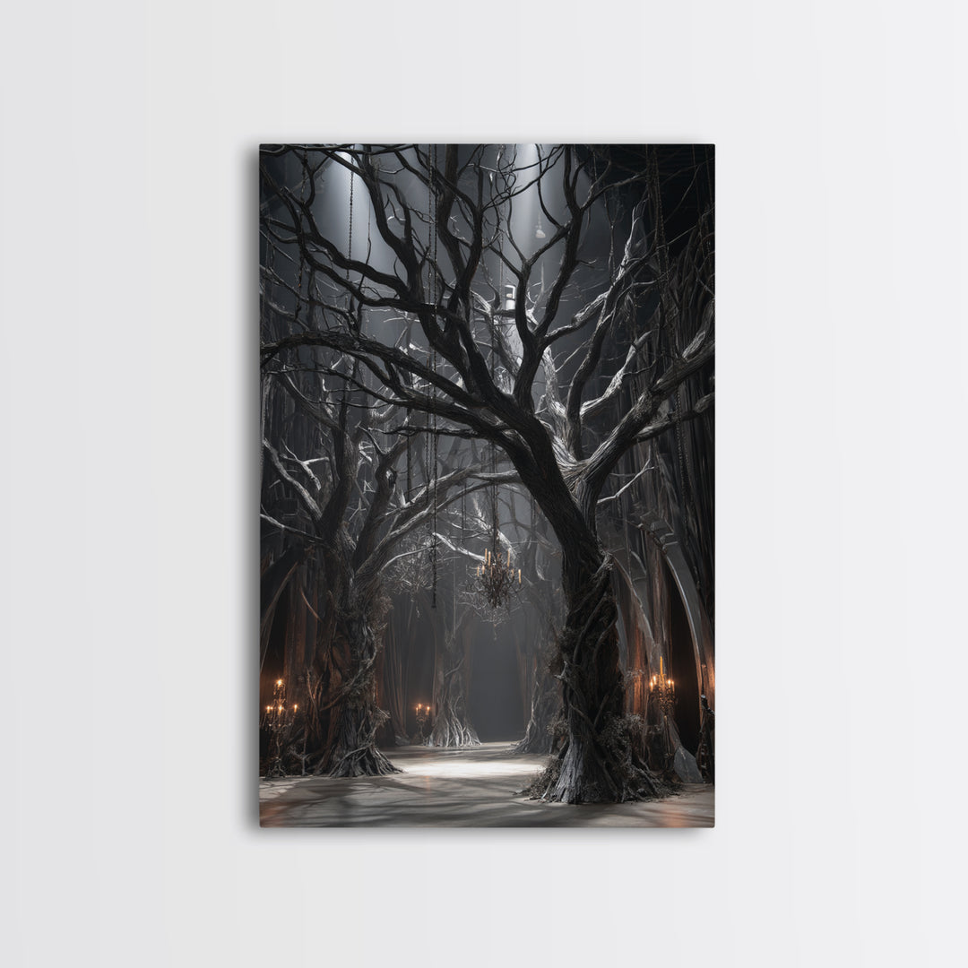 The Witch'S Forest, Vertical Wall Art, Gothic Horror Wall Art, Framed Canvas Print, Halloween Wall Decor, Gothic Home Decor