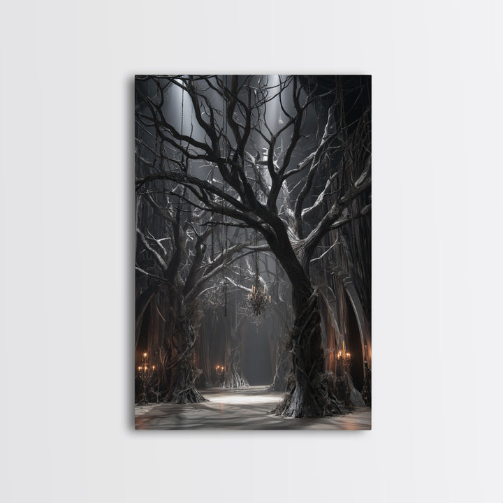 The Witch'S Forest, Vertical Wall Art, Gothic Horror Wall Art, Framed Canvas Print, Halloween Wall Decor, Gothic Home Decor