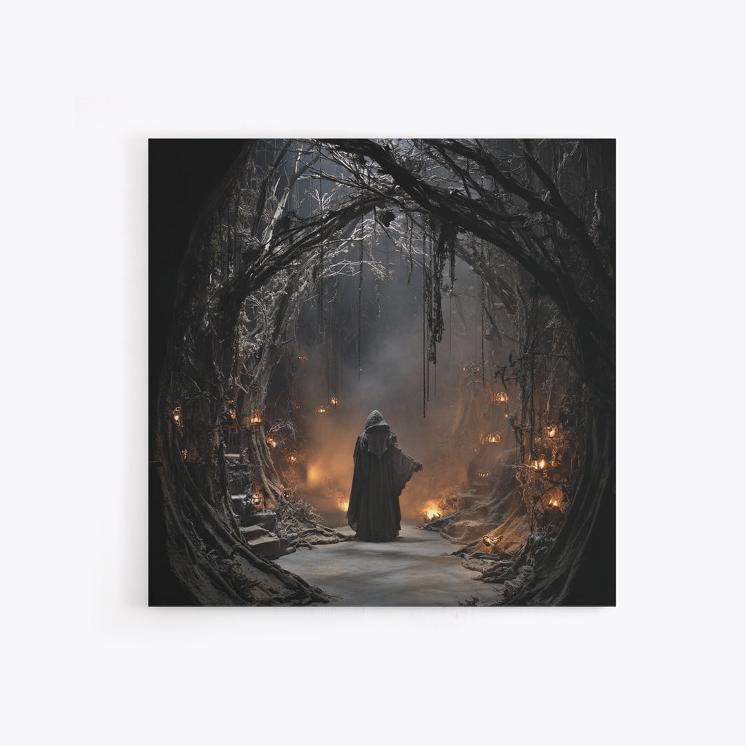 The Witch'S Forest, Square Wall Art, Dark Fantasy Wall Art, Canvas Print, Halloween Wall Decor, Gothic Home Decor, Macabre Wall Art