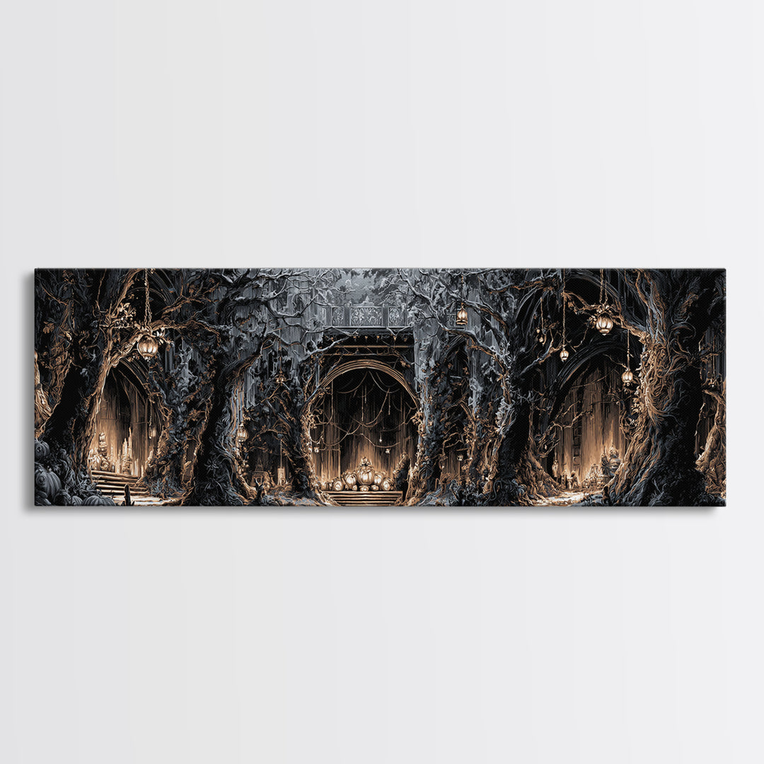 The Witch'S Forest, Extra Wide Wall Art, Dark Halloween Decor, Canvas Print, Halloween Wall Decor, Gothic Home Decor, Macabre Wall Art