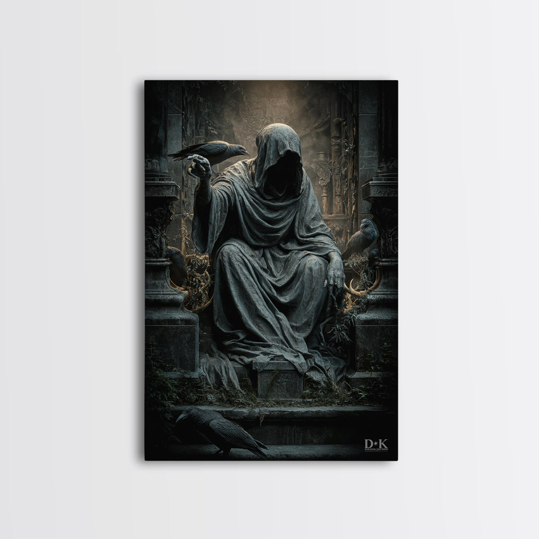 The Forgotten Crypt, Vertical Wall Art, Macabre Wall Art, Framed Canvas Print, Halloween Wall Decor, Gothic Home Decor, Seasonal Home Decor