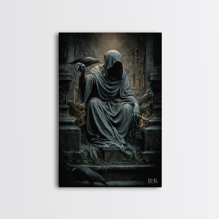 The Forgotten Crypt, Vertical Wall Art, Macabre Wall Art, Framed Canvas Print, Halloween Wall Decor, Gothic Home Decor, Seasonal Home Decor