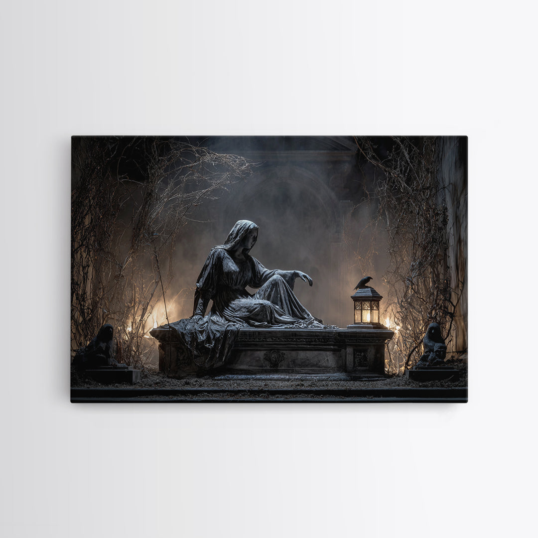 The Forgotten Crypt, Landscape Wall Art, Spooky Home Decor, Canvas Print, Halloween Wall Decor, Gothic Home Decor, Statement Wall Art