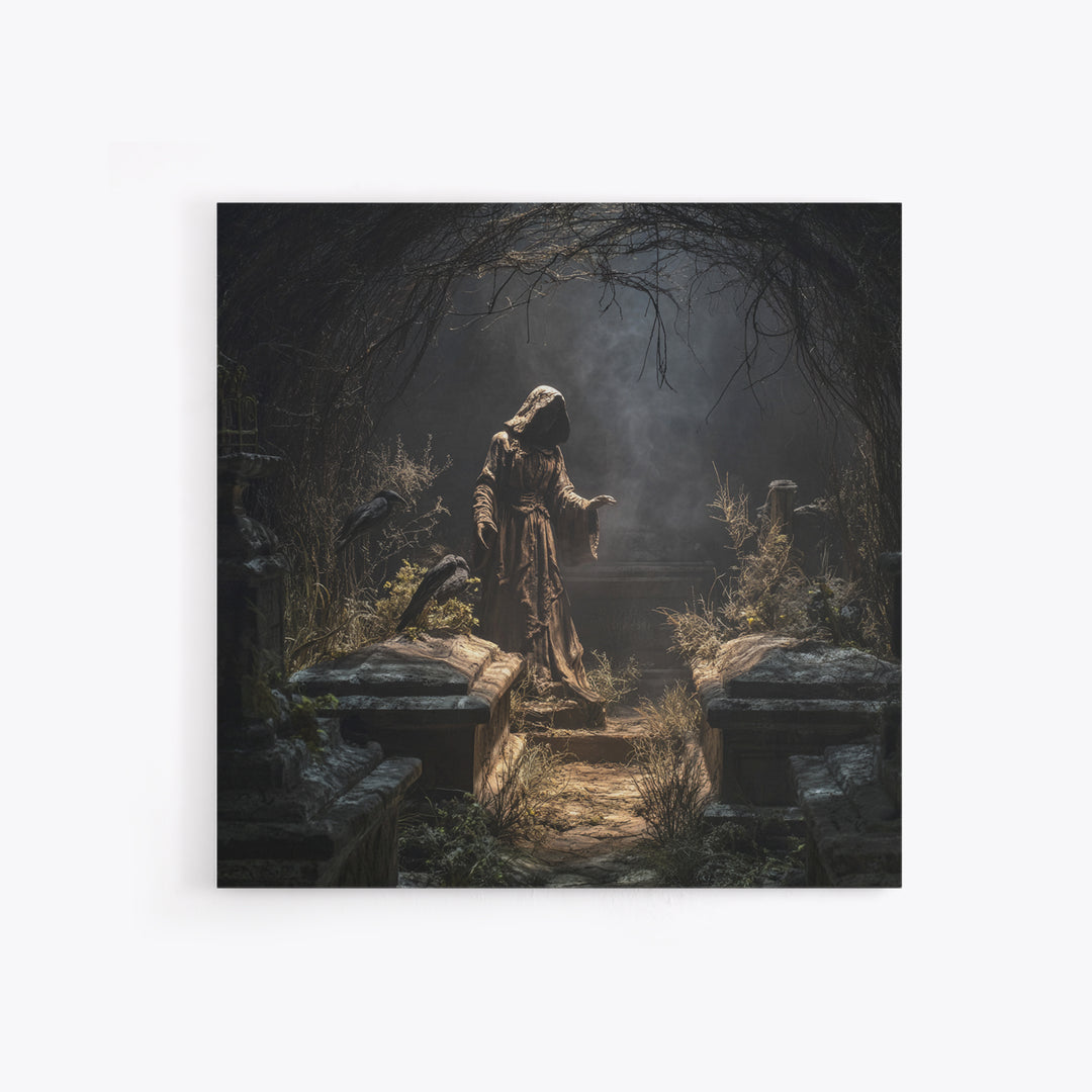 The Forgotten Crypt, Square Wall Art, Dark Halloween Decor, Canvas Print, Halloween Wall Decor, Gothic Home Decor, Horror Wall Art