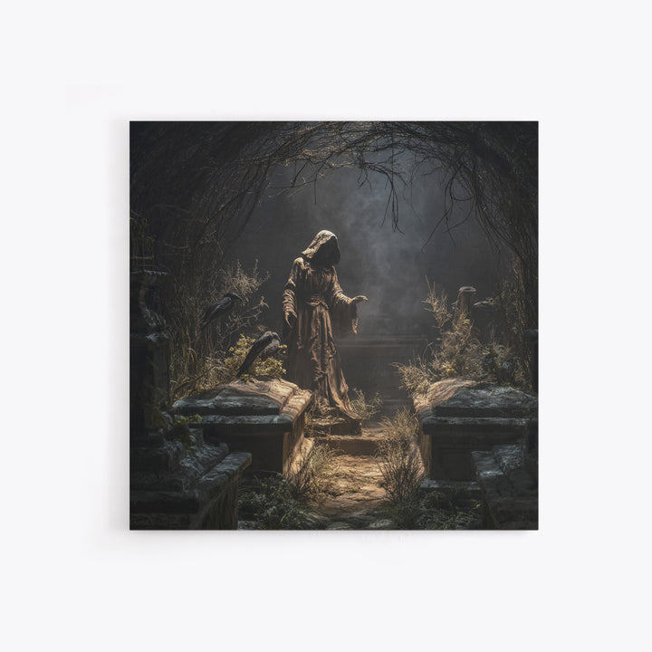The Forgotten Crypt, Square Wall Art, Dark Halloween Decor, Canvas Print, Halloween Wall Decor, Gothic Home Decor, Horror Wall Art