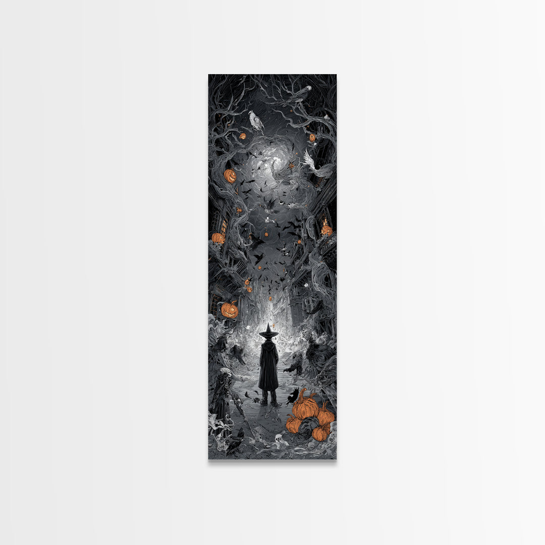 The Ghost Town Main Street, Tall Narrow Wall Art, Dark Fantasy Wall Art, Canvas Print, Halloween Wall Decor, Gothic Home Decor