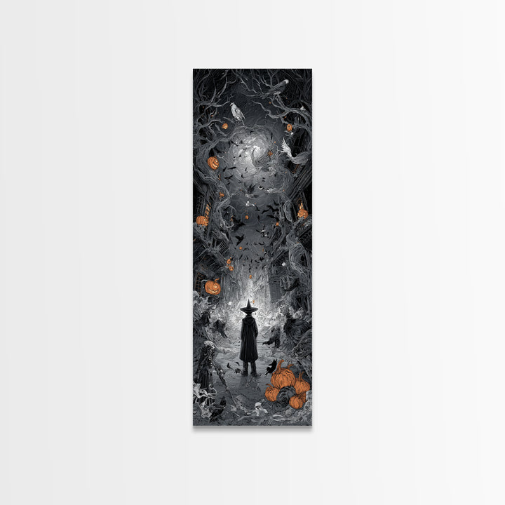 The Ghost Town Main Street, Tall Narrow Wall Art, Dark Fantasy Wall Art, Canvas Print, Halloween Wall Decor, Gothic Home Decor