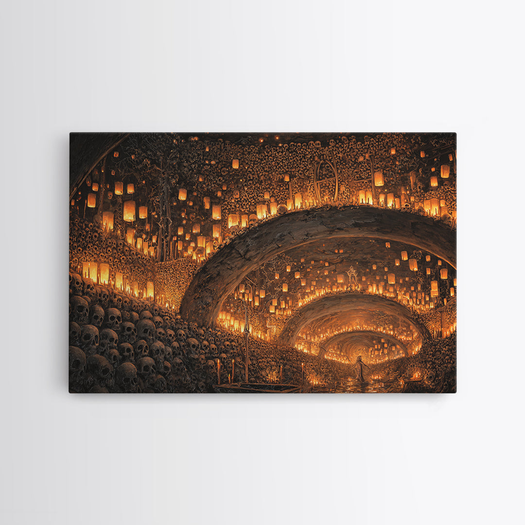 The Endless Catacombs, Landscape Wall Art, Spooky Home Decor, Canvas Print, Halloween Wall Decor, Gothic Home Decor, Seasonal Home Decor