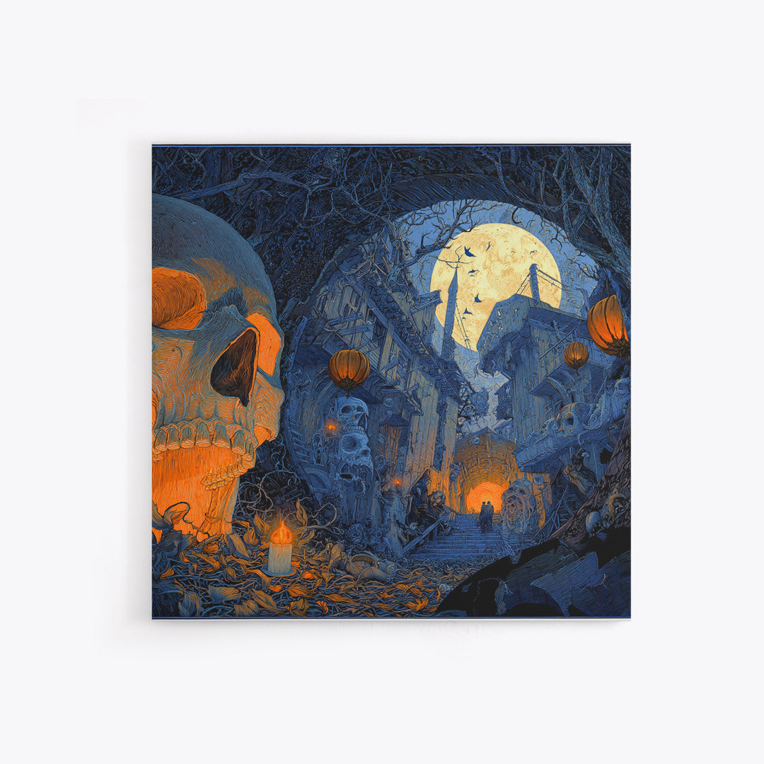 The Endless Catacombs, Square Wall Art, Haunted Gothic Art, Framed Canvas Print, Halloween Wall Decor, Gothic Home Decor, Dark Fantasy Art