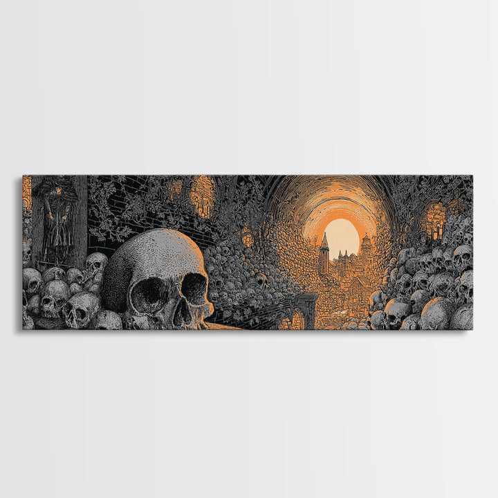 The Endless Catacombs, Extra Wide Wall Art, Dark Halloween Decor, Canvas Print, Halloween Wall Decor, Gothic Home Decor