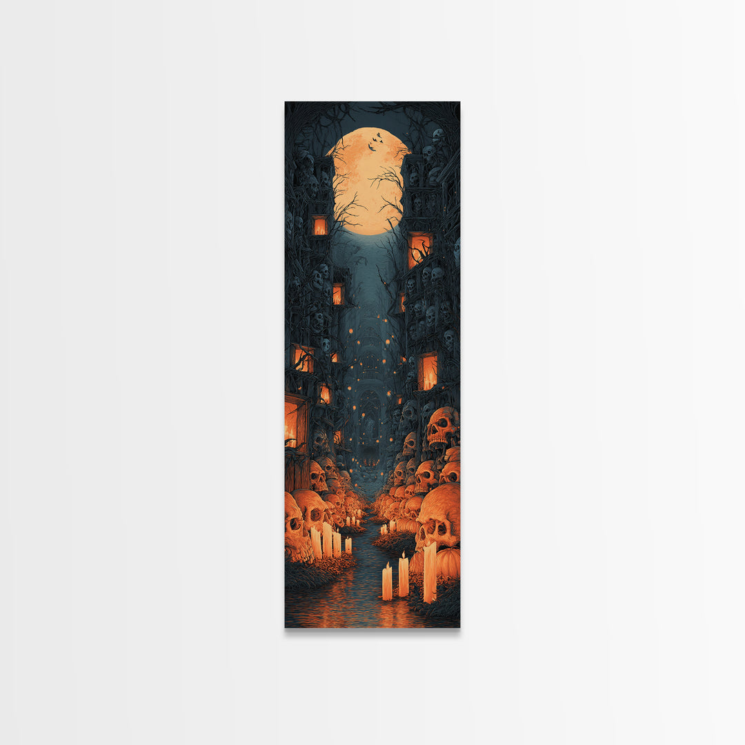 The Endless Catacombs, Tall Narrow Wall Art, Spooky Home Decor, Canvas Print, Halloween Wall Decor, Gothic Home Decor, Spooky Wall Decor