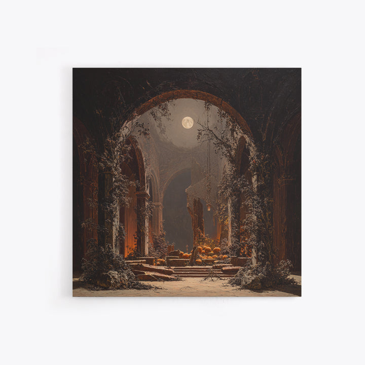 The Overgrown Chapel, Square Wall Art, Spooky Home Decor, Canvas Print, Halloween Wall Decor, Gothic Home Decor, Spooky Wall Decor