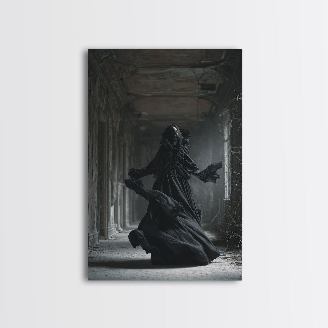 The Derelict Asylum, Vertical Wall Art, Macabre Wall Art, Framed Canvas Print, Halloween Wall Decor, Gothic Home Decor, Halloween Decor