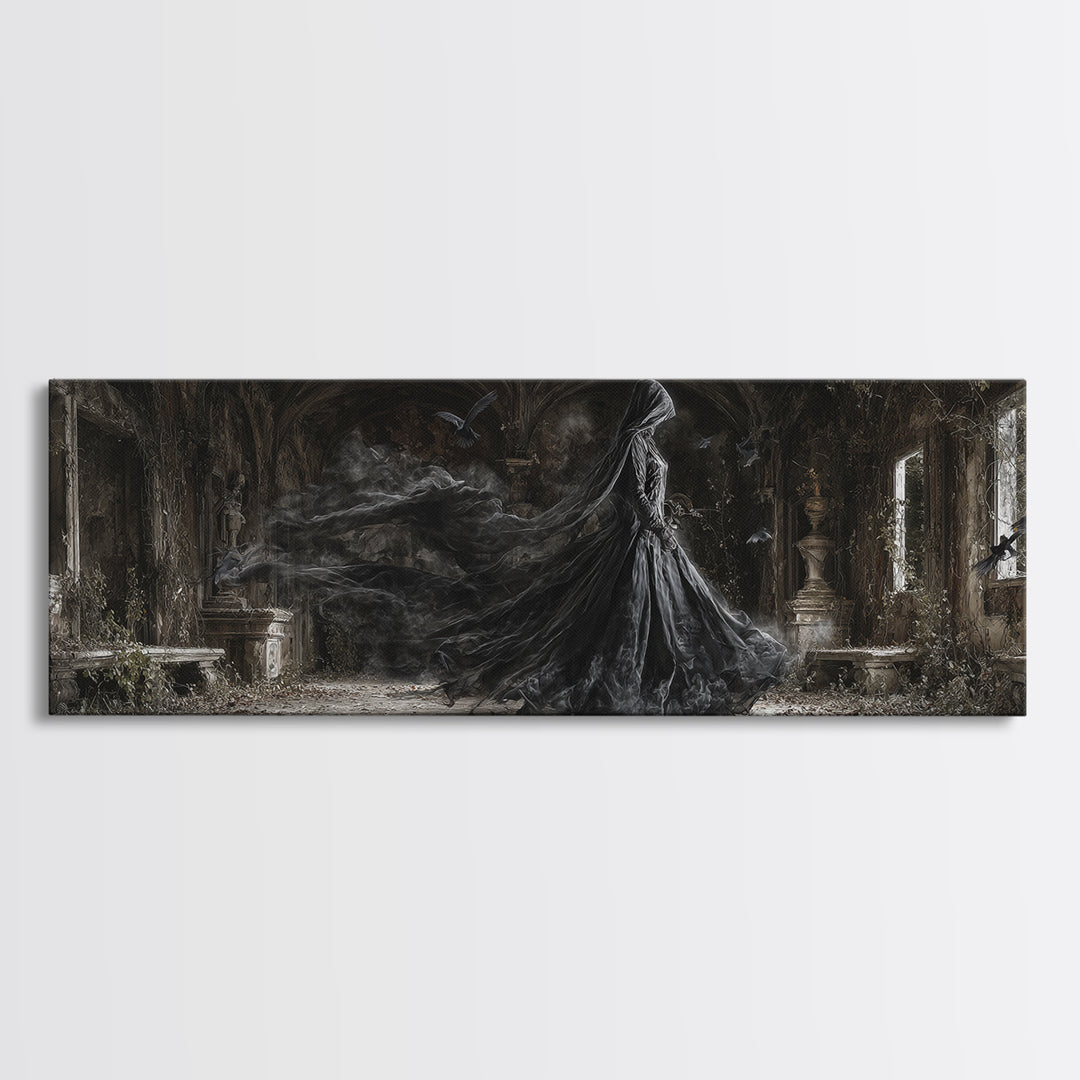 The Derelict Asylum, Extra Wide Wall Art, Spooky Home Decor, Canvas Print, Halloween Wall Decor, Gothic Home Decor, Collectible Wall Decor