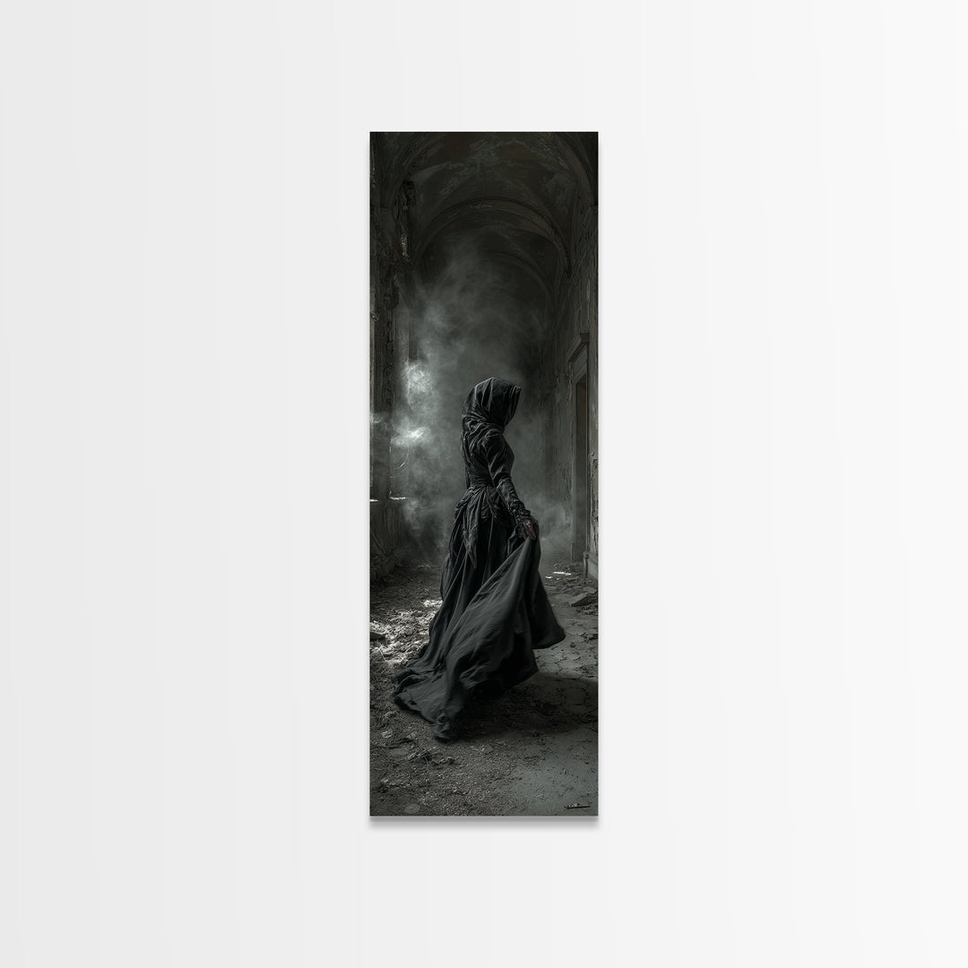The Derelict Asylum, Tall Narrow Wall Art, Dark Halloween Decor, Canvas Print, Halloween Wall Decor, Gothic Home Decor, Macabre Wall Art