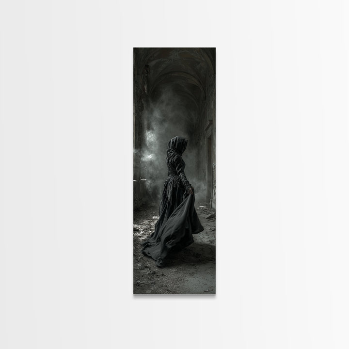 The Derelict Asylum, Tall Narrow Wall Art, Dark Halloween Decor, Canvas Print, Halloween Wall Decor, Gothic Home Decor, Macabre Wall Art