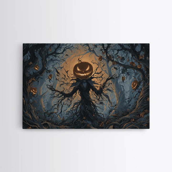 The Pumpkin Patch Maze, Landscape Wall Art, Gothic Horror Wall Art, Framed Canvas Print, Halloween Wall Decor, Gothic Home Decor