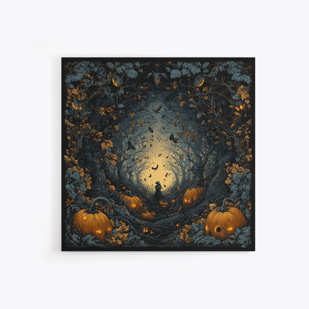 The Pumpkin Patch Maze, Square Wall Art, Dark Halloween Decor, Canvas Print, Halloween Wall Decor, Gothic Home Decor, Collectible Wall Decor