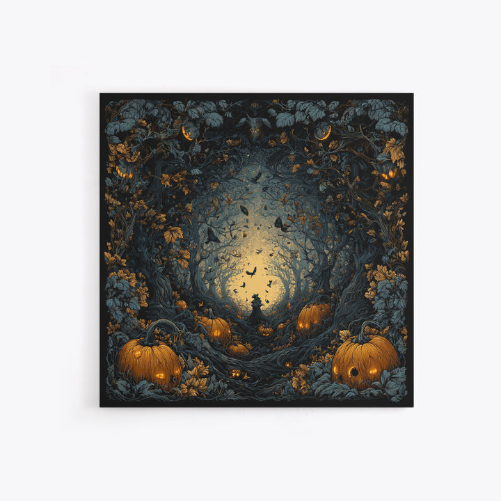 The Pumpkin Patch Maze, Square Wall Art, Dark Halloween Decor, Canvas Print, Halloween Wall Decor, Gothic Home Decor, Collectible Wall Decor