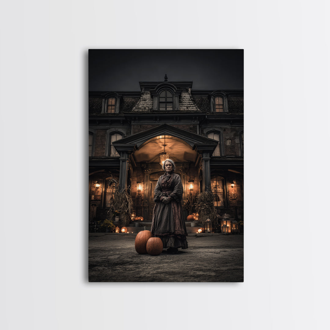 The Haunted Hotel, Vertical Wall Art, Macabre Wall Art, Framed Canvas Print, Halloween Wall Decor, Gothic Home Decor, Spooky Wall Decor