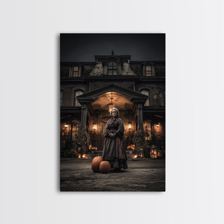 The Haunted Hotel, Vertical Wall Art, Macabre Wall Art, Framed Canvas Print, Halloween Wall Decor, Gothic Home Decor, Spooky Wall Decor