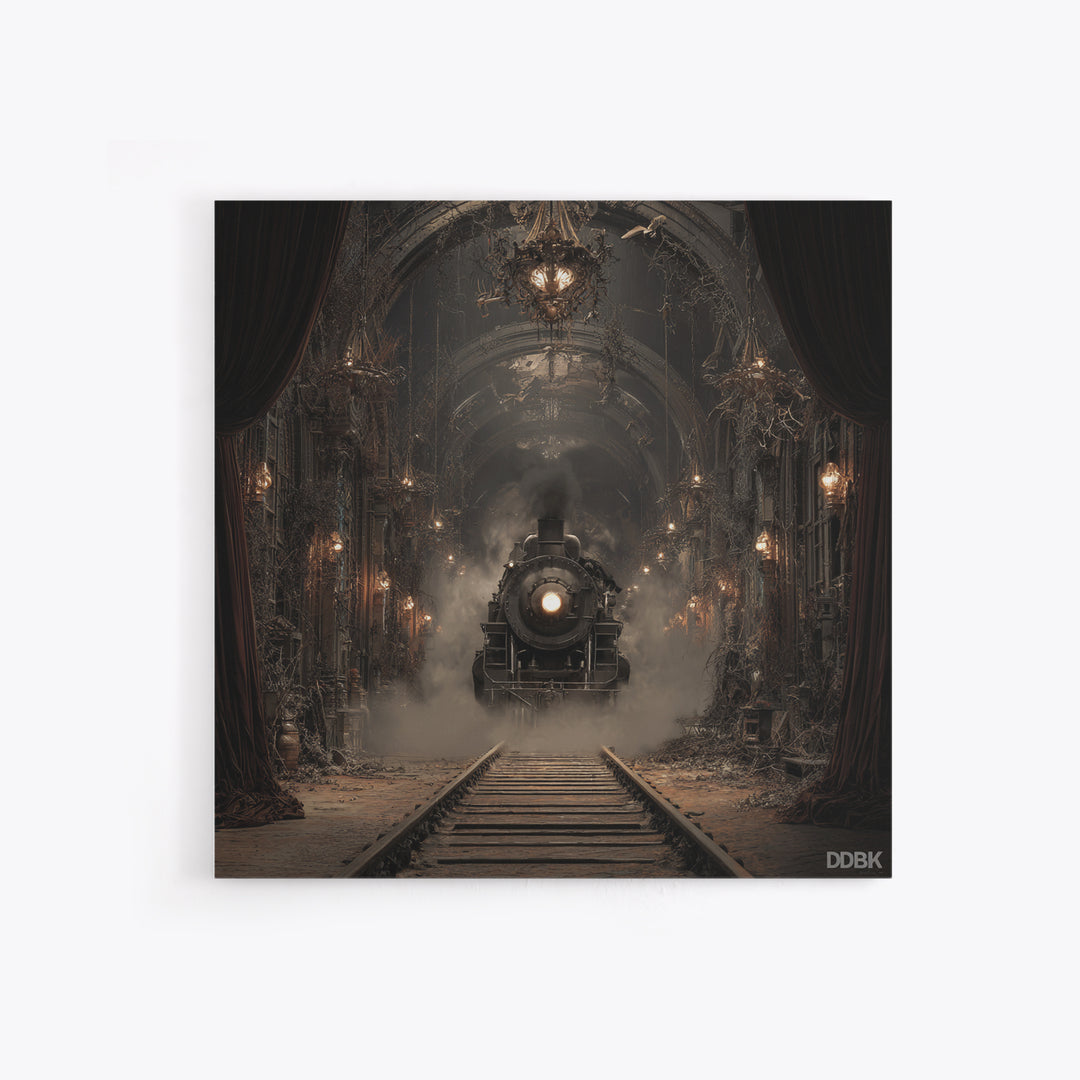The Abandoned Train Station, Square Wall Art, Spooky Home Decor, Canvas Print, Halloween Wall Decor, Gothic Home Decor, Spooky Wall Decor
