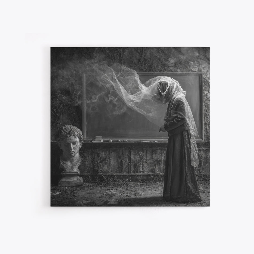The Silent Schoolhouse, Square Wall Art, Gothic Horror Wall Art, Framed Canvas Print, Halloween Wall Decor, Gothic Home Decor