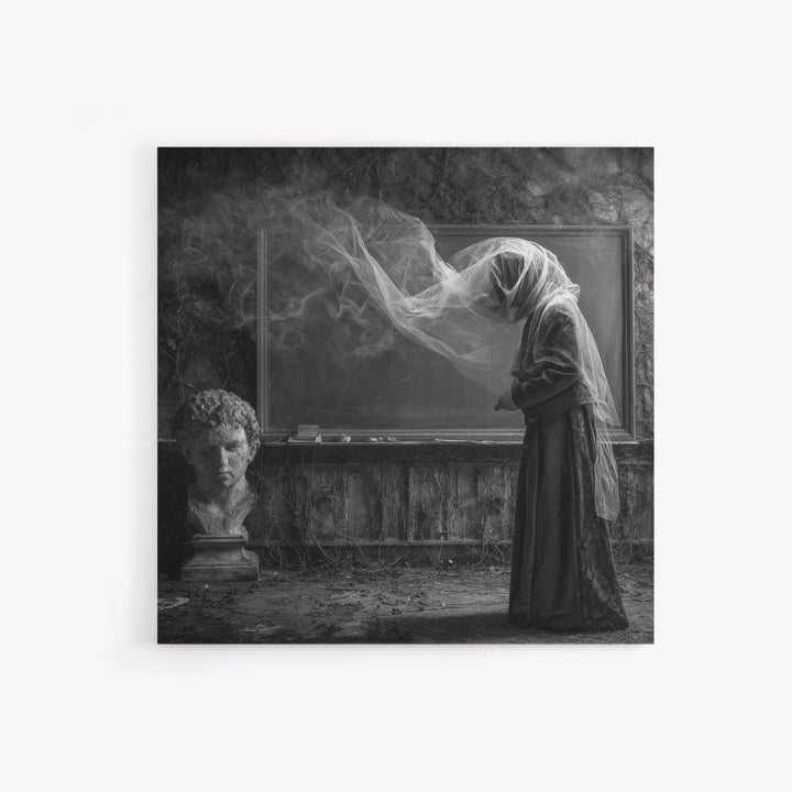 The Silent Schoolhouse, Square Wall Art, Gothic Horror Wall Art, Framed Canvas Print, Halloween Wall Decor, Gothic Home Decor