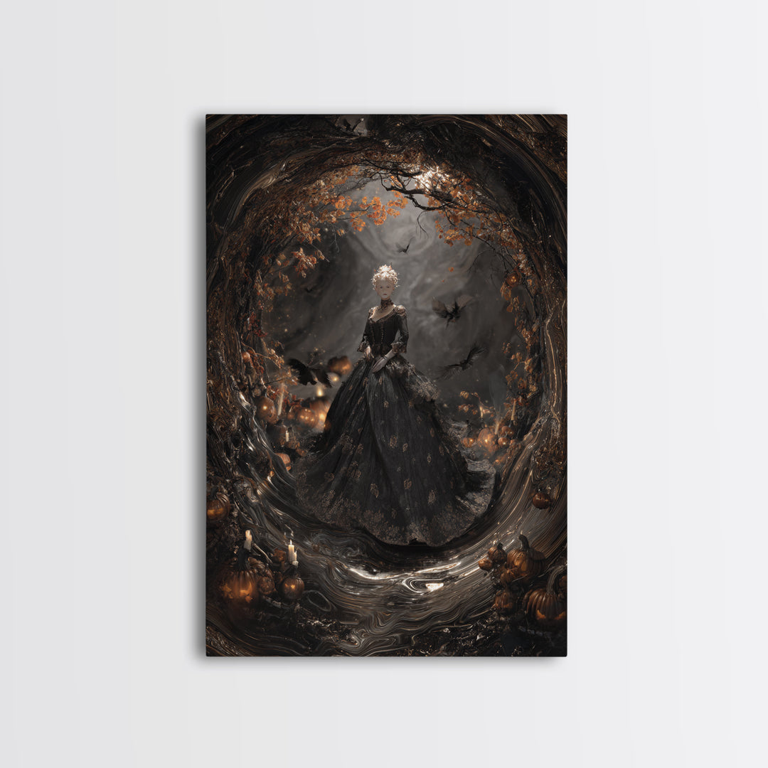 The Midnight Masquerade, Vertical Wall Art, Dark Halloween Decor, Canvas Print, Halloween Wall Decor, Gothic Home Decor