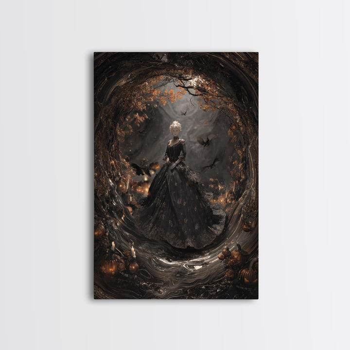 The Midnight Masquerade, Vertical Wall Art, Dark Halloween Decor, Canvas Print, Halloween Wall Decor, Gothic Home Decor