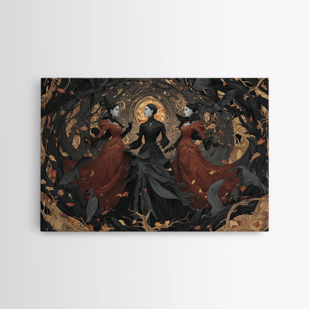 The Midnight Masquerade, Landscape Wall Art, Macabre Wall Art, Framed Canvas Print, Halloween Wall Decor, Gothic Home Decor