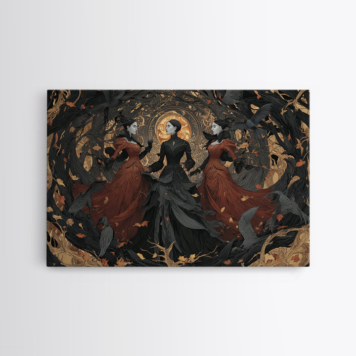 The Midnight Masquerade, Landscape Wall Art, Macabre Wall Art, Framed Canvas Print, Halloween Wall Decor, Gothic Home Decor