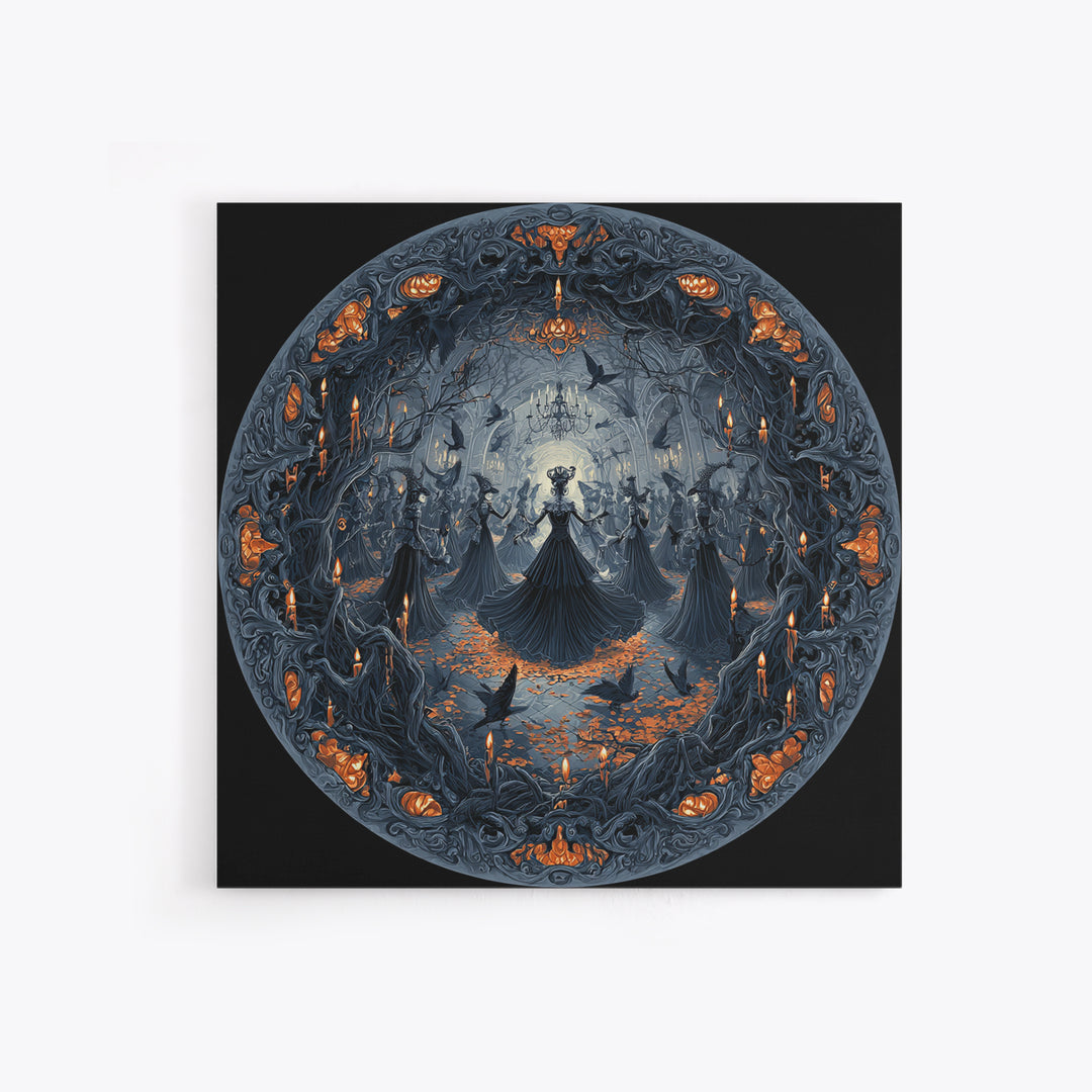 The Midnight Masquerade, Square Wall Art, Spooky Home Decor, Canvas Print, Halloween Wall Decor, Gothic Home Decor, Spooky Wall Decor