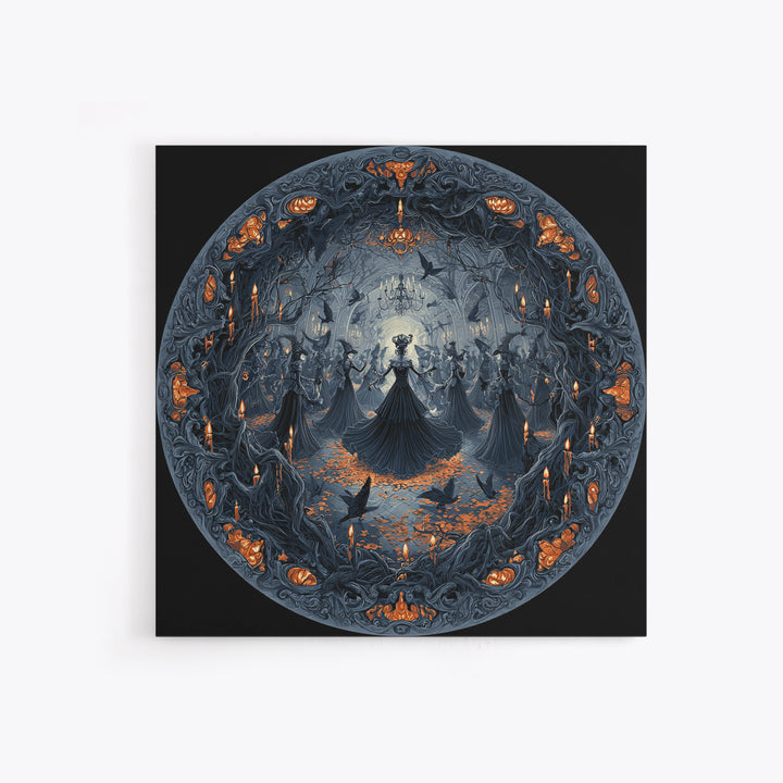 The Midnight Masquerade, Square Wall Art, Spooky Home Decor, Canvas Print, Halloween Wall Decor, Gothic Home Decor, Spooky Wall Decor