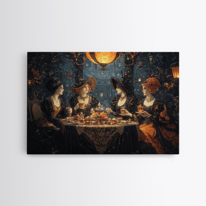 The Witches' Tea Party, Landscape Wall Art, Dark Fantasy Wall Art, Canvas Print, Halloween Wall Decor, Gothic Home Decor